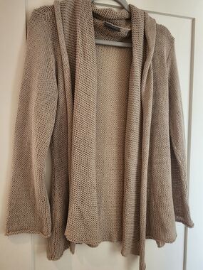Wooden Ships Open-Front Women’s Knit Cardigan Sweater in Beige, Size M/L